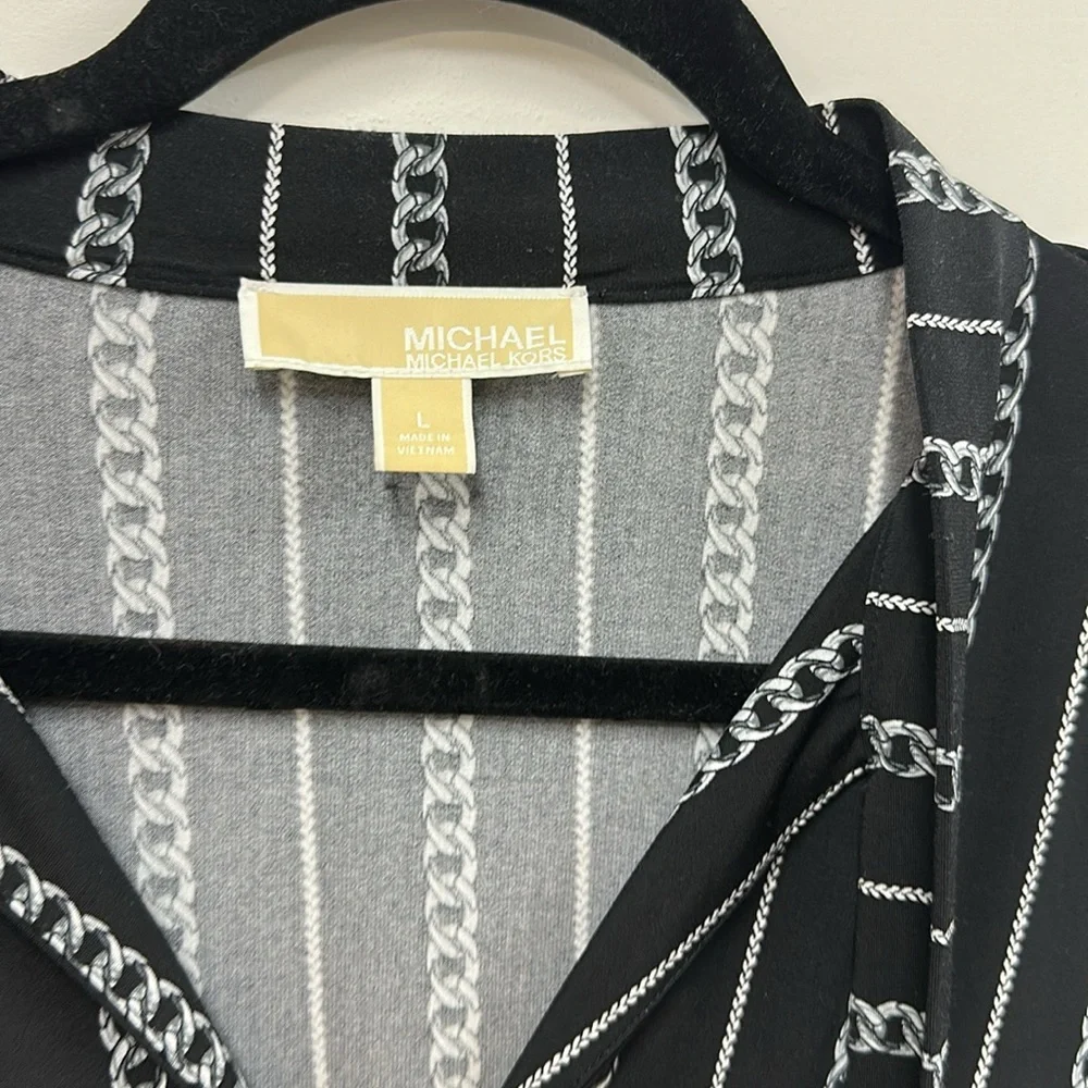 Michael Kors black chain tie neck dress L - Picture 4 of 8